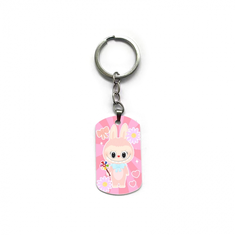 Labubu Anime double-sided full-color printed military brand ring keychain price for 5 pcs
