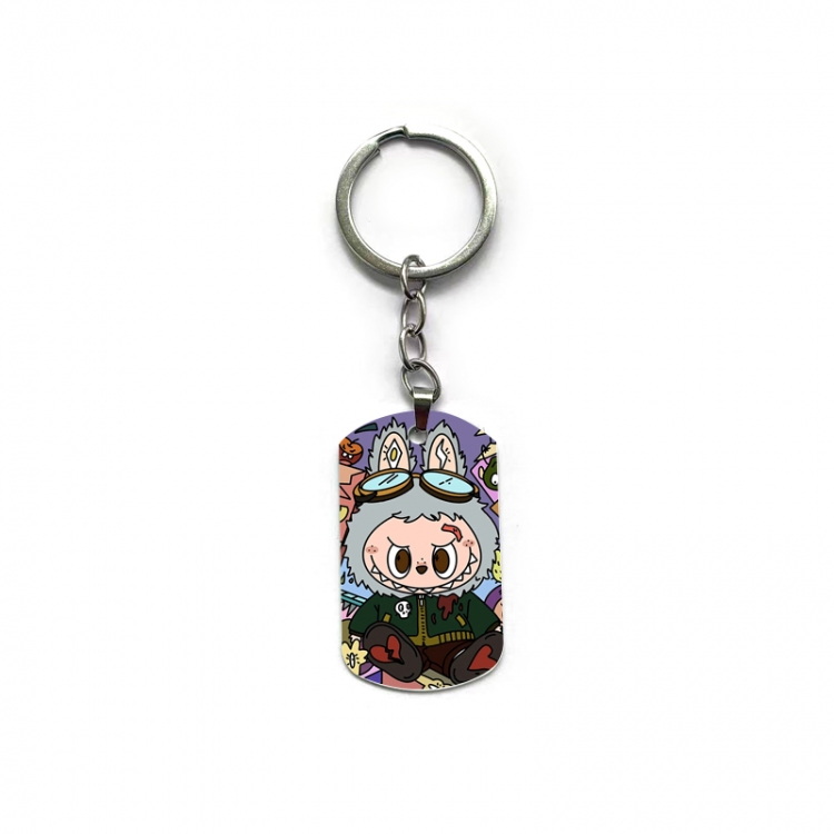 Labubu Anime double-sided full-color printed military brand ring keychain price for 5 pcs