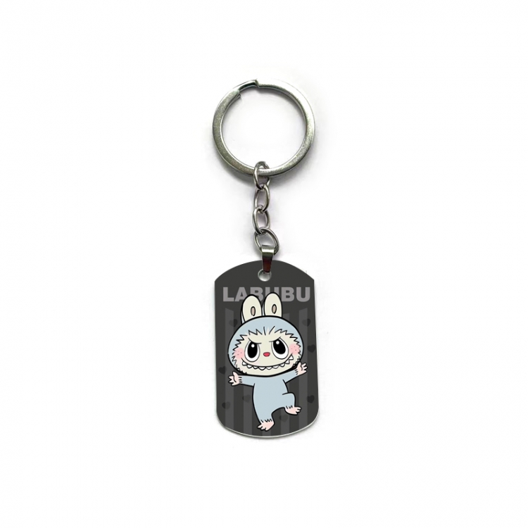 Labubu Anime double-sided full-color printed military brand ring keychain price for 5 pcs