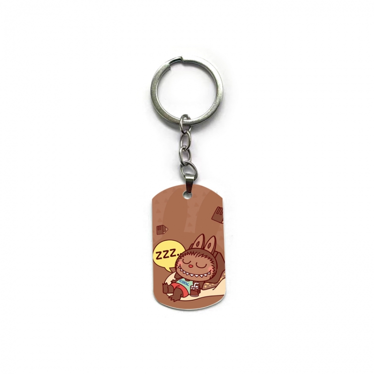 Labubu Anime double-sided full-color printed military brand ring keychain price for 5 pcs