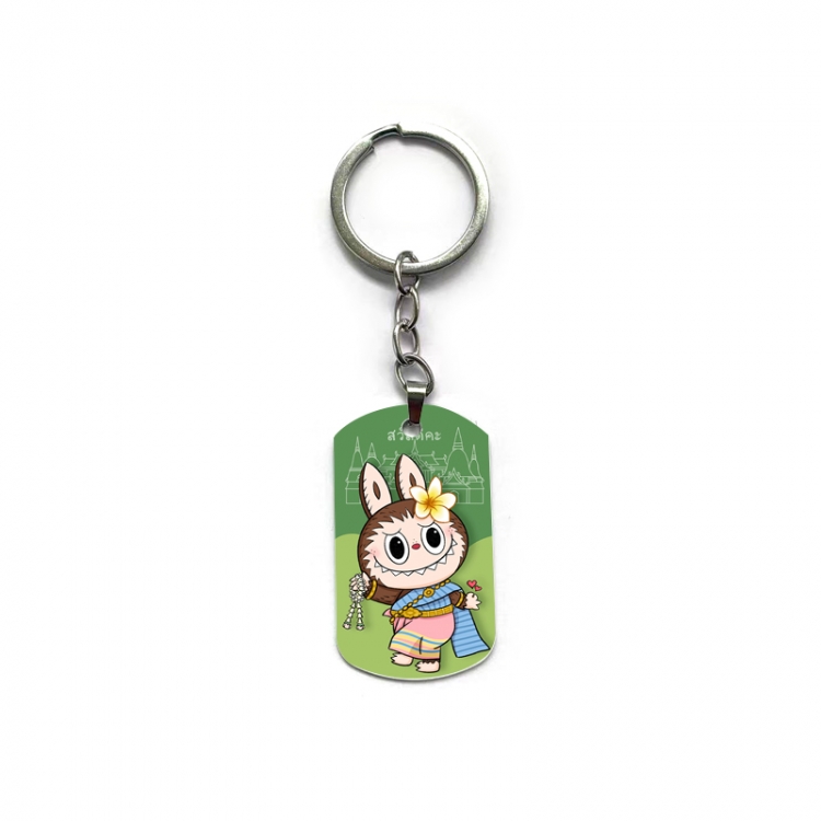 Labubu Anime double-sided full-color printed military brand ring keychain price for 5 pcs