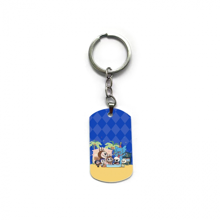 Labubu Anime double-sided full-color printed military brand ring keychain price for 5 pcs