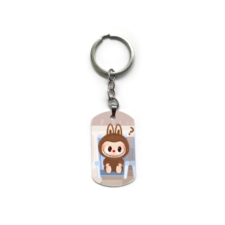 Labubu Anime double-sided full-color printed military brand ring keychain price for 5 pcs