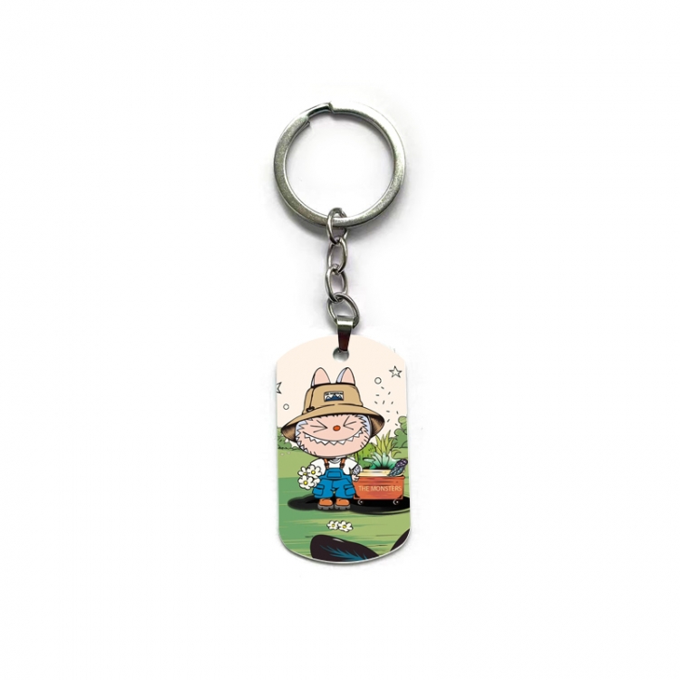 Labubu Anime double-sided full-color printed military brand ring keychain price for 5 pcs