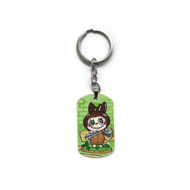 Labubu Anime double-sided full-color printed military brand ring keychain price for 5 pcs