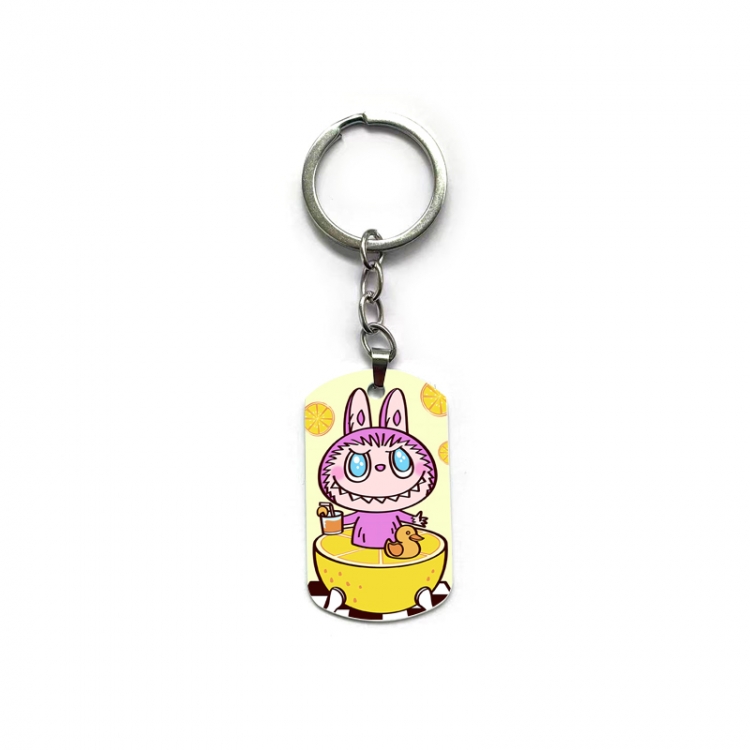Labubu Anime double-sided full-color printed military brand ring keychain price for 5 pcs