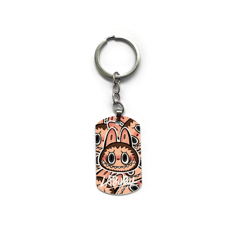 Labubu Anime double-sided full-color printed military brand ring keychain price for 5 pcs