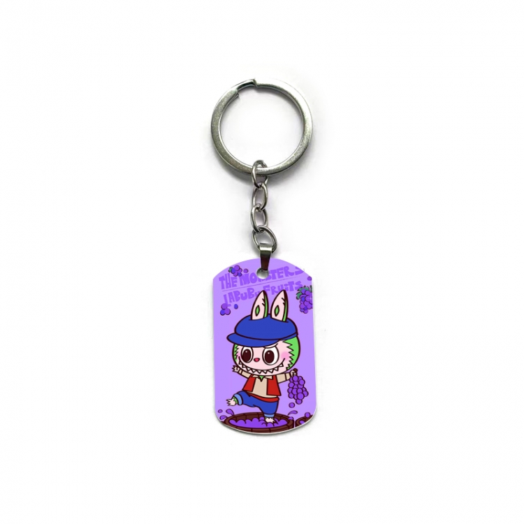 Labubu Anime double-sided full-color printed military brand ring keychain price for 5 pcs