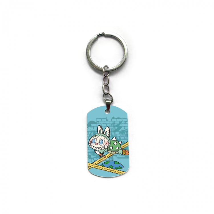 Labubu Anime double-sided full-color printed military brand ring keychain price for 5 pcs