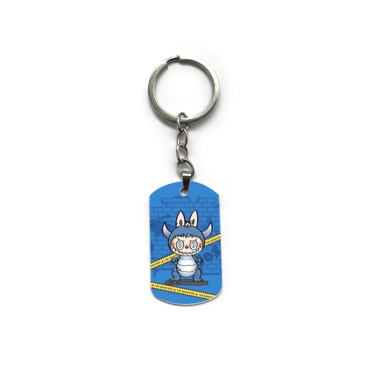 Labubu Anime double-sided full-color printed military brand ring keychain price for 5 pcs