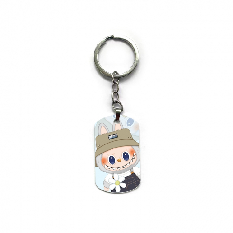 Labubu Anime double-sided full-color printed military brand ring keychain price for 5 pcs
