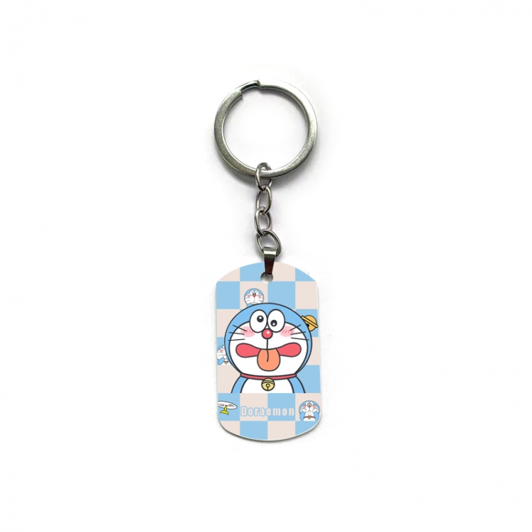 Doraemon Anime double-sided full-color printed military brand ring keychain price for 5 pcs
