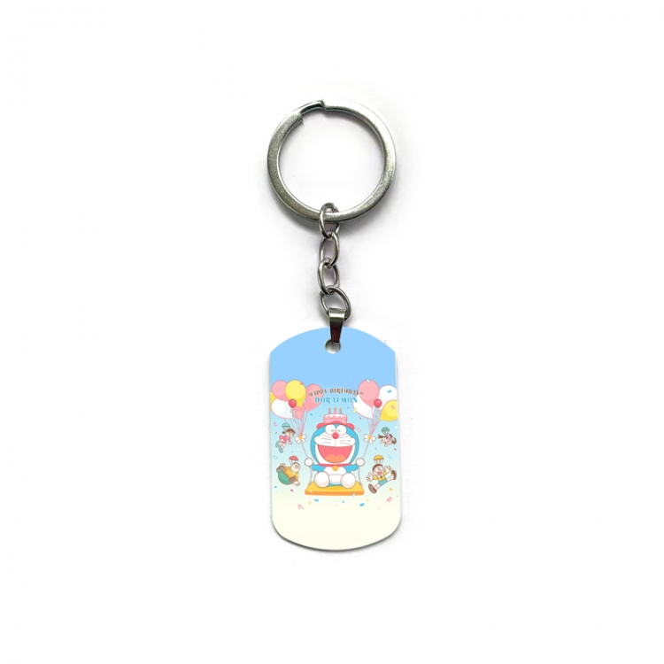 Doraemon Anime double-sided full-color printed military brand ring keychain price for 5 pcs