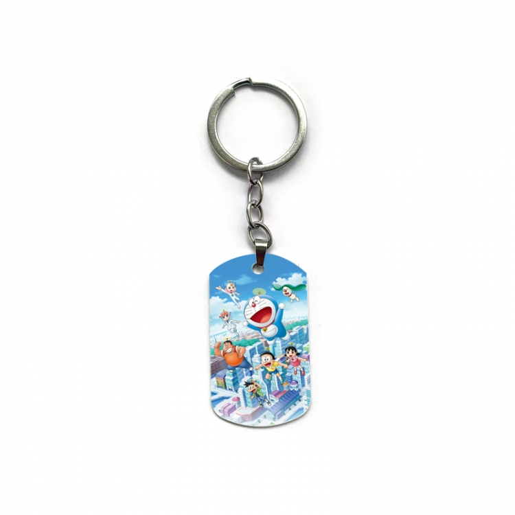 Doraemon Anime double-sided full-color printed military brand ring keychain price for 5 pcs