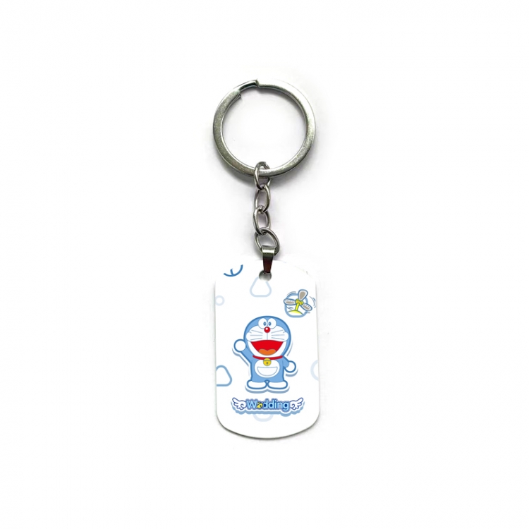 Doraemon Anime double-sided full-color printed military brand ring keychain price for 5 pcs