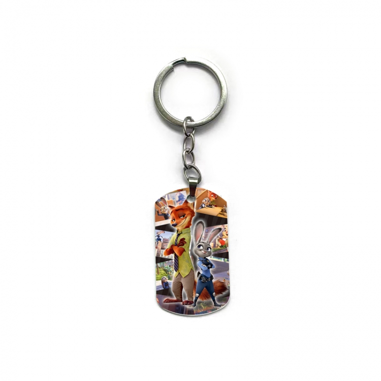 Zootopia Anime double-sided full-color printed military brand ring keychain price for 5 pcs