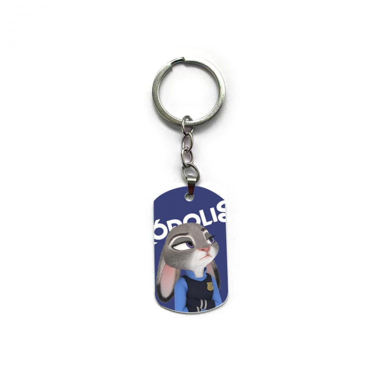 Zootopia Anime double-sided full-color printed military brand ring keychain price for 5 pcs