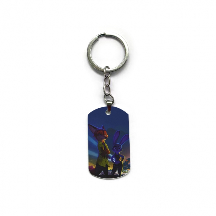 Zootopia Anime double-sided full-color printed military brand ring keychain price for 5 pcs