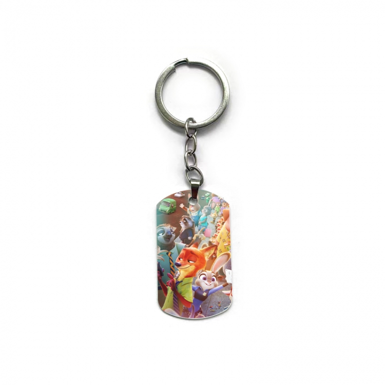Zootopia Anime double-sided full-color printed military brand ring keychain price for 5 pcs