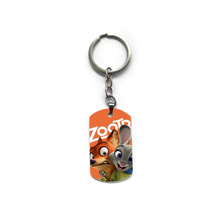 Zootopia Anime double-sided full-color printed military brand ring keychain price for 5 pcs