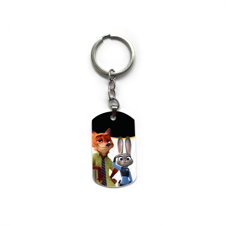 Zootopia Anime double-sided full-color printed military brand ring keychain price for 5 pcs