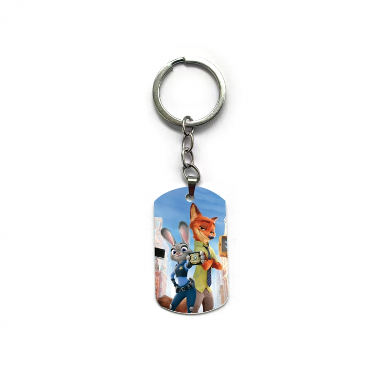 Zootopia Anime double-sided full-color printed military brand ring keychain price for 5 pcs