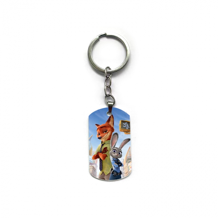 Zootopia Anime double-sided full-color printed military brand ring keychain price for 5 pcs