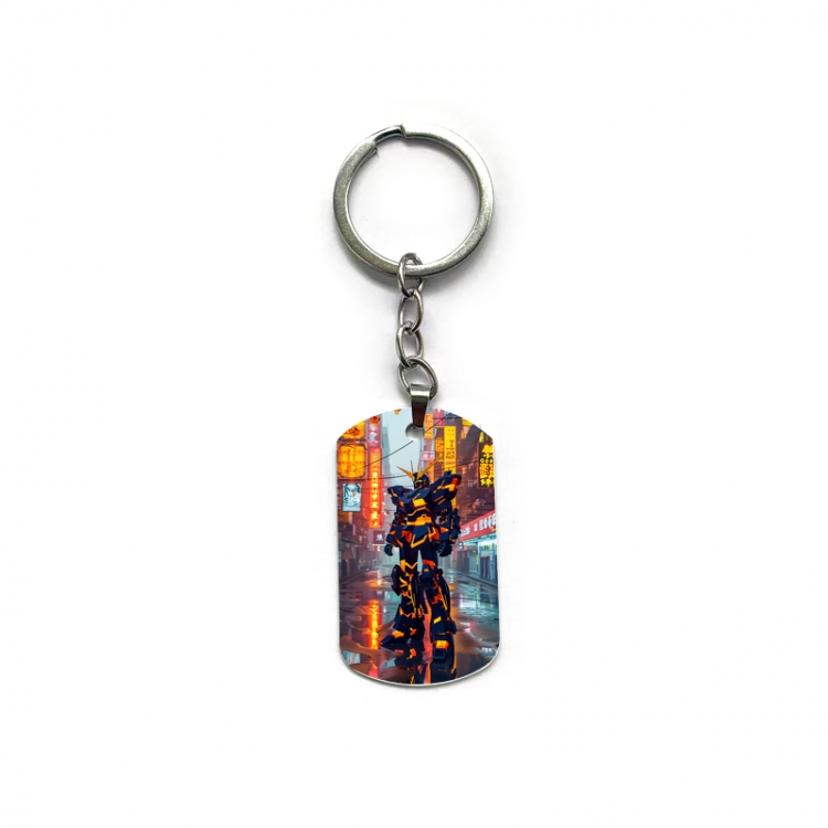 Gundam Anime double-sided full-color printed military brand ring keychain price for 5 pcs