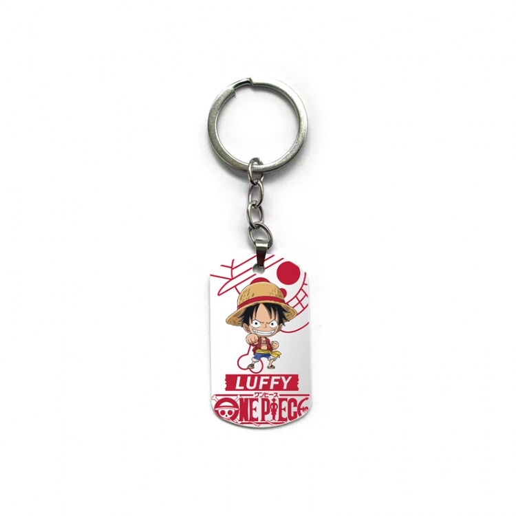 One Piece Anime double-sided full-color printed military brand ring keychain price for 5 pcs
