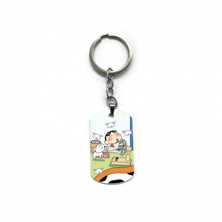 CrayonShin Anime double-sided full-color printed military brand ring keychain price for 5 pcs