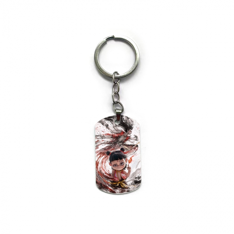 Nezha Anime double-sided full-color printed military brand ring keychain price for 5 pcs