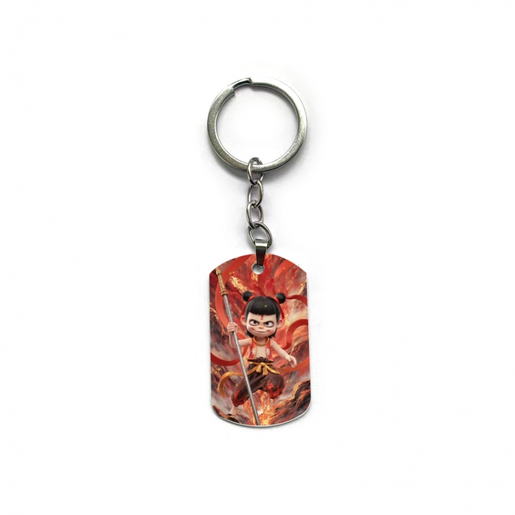Nezha Anime double-sided full-color printed military brand ring keychain price for 5 pcs