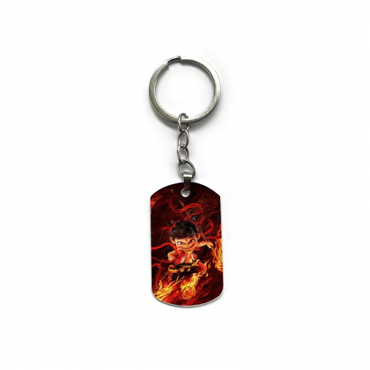 Nezha Anime double-sided full-color printed military brand ring keychain price for 5 pcs