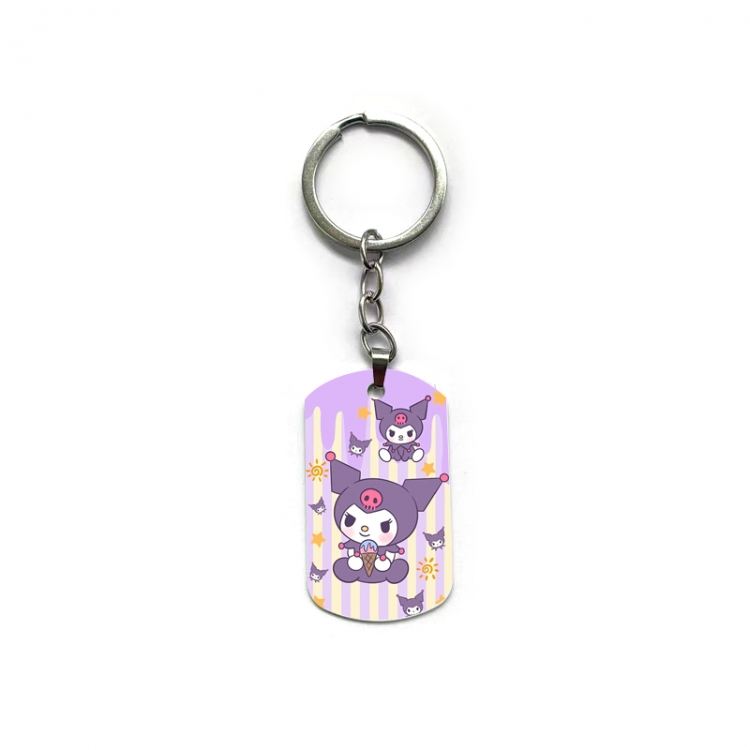 Lilo & Stitch Anime double-sided full-color printed military brand ring keychain price for 5 pcs