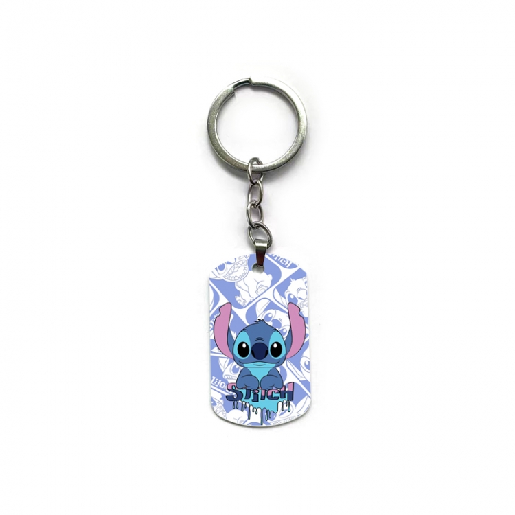 Lilo & Stitch Anime double-sided full-color printed military brand ring keychain price for 5 pcs