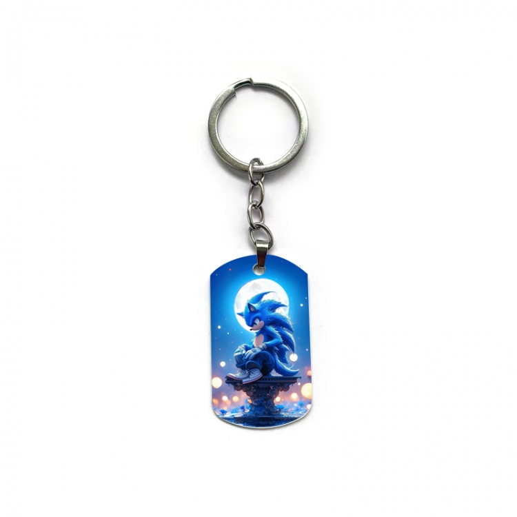 Sonic The Hedgehog Anime double-sided full-color printed military brand ring keychain price for 5 pcs