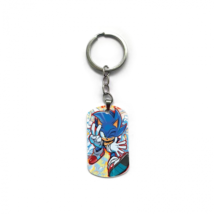 Sonic The Hedgehog Anime double-sided full-color printed military brand ring keychain price for 5 pcs