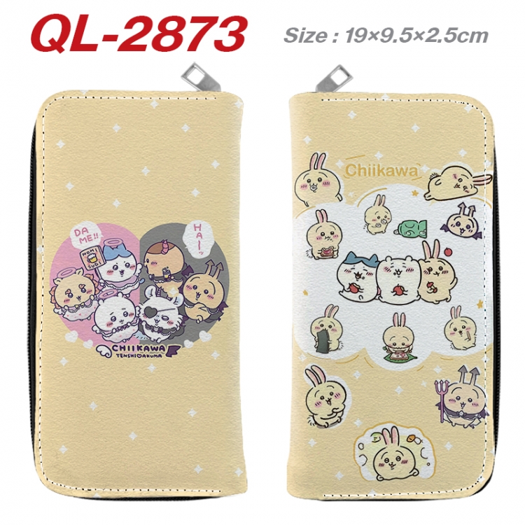 Chiikawa Anime peripheral PU leather full-color long zippered wallet 19.5x9.5x2.5cm QL-2873