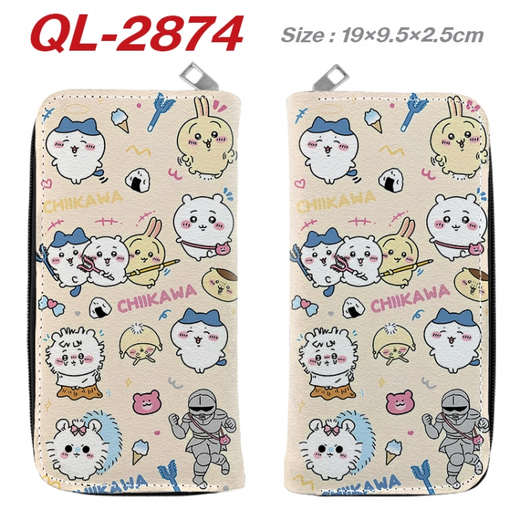 Chiikawa Anime peripheral PU leather full-color long zippered wallet 19.5x9.5x2.5cm QL-2874