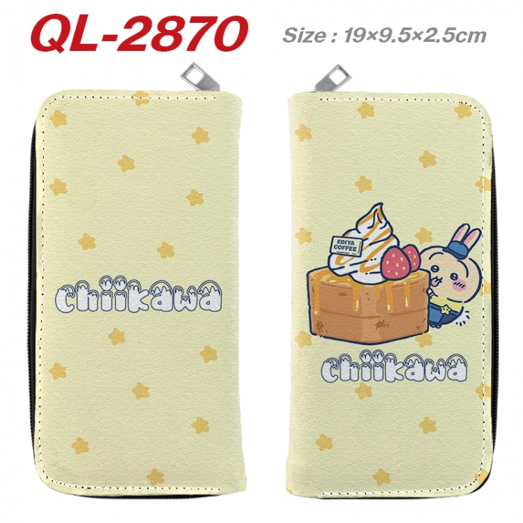 Chiikawa Anime peripheral PU leather full-color long zippered wallet 19.5x9.5x2.5cm QL-2870