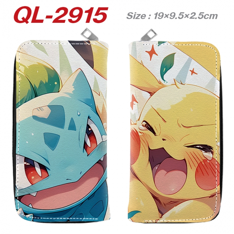 Pokemon Anime peripheral PU leather full-color long zippered wallet 19.5x9.5x2.5cm QL-2915