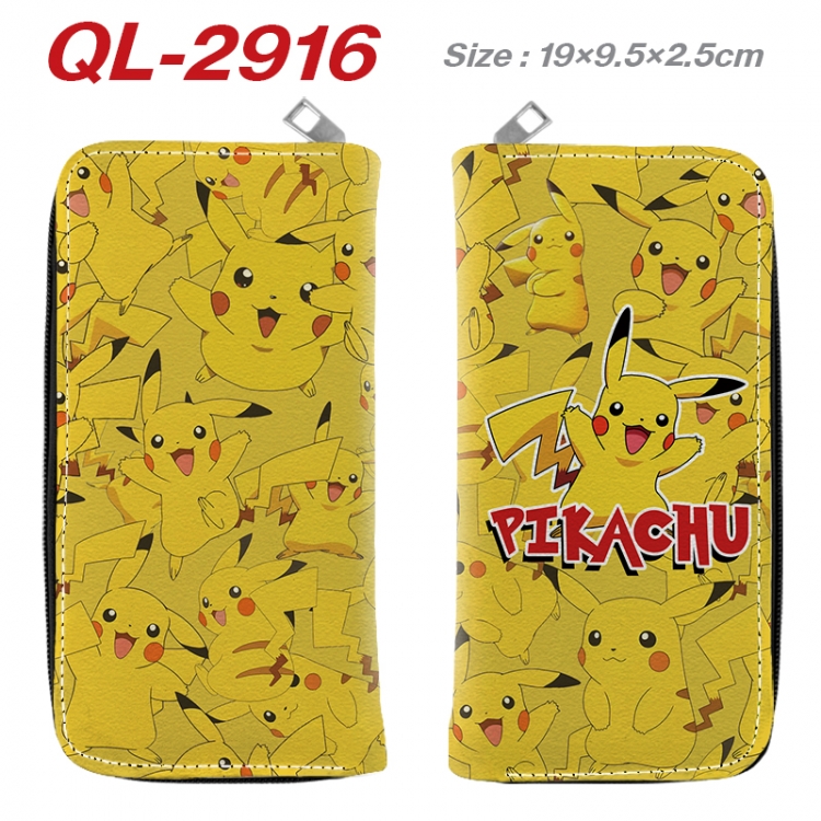 Pokemon Anime peripheral PU leather full-color long zippered wallet 19.5x9.5x2.5cm QL-2916