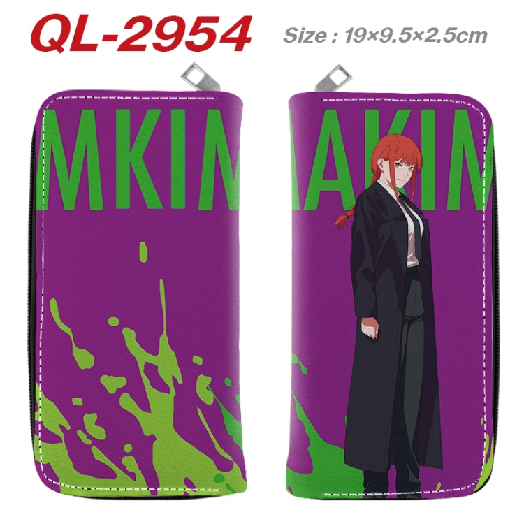 Chainsaw man Anime peripheral PU leather full-color long zippered wallet 19.5x9.5x2.5cm QL-2954