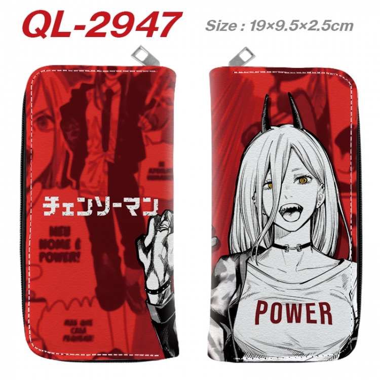 Chainsaw man Anime peripheral PU leather full-color long zippered wallet 19.5x9.5x2.5cm QL-2947