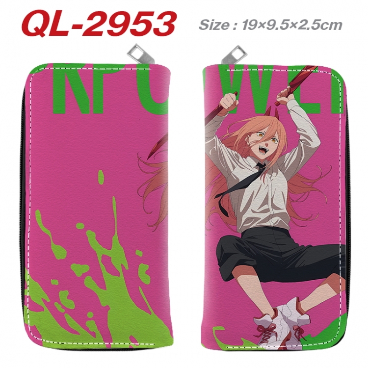 Chainsaw man Anime peripheral PU leather full-color long zippered wallet 19.5x9.5x2.5cm QL-2953