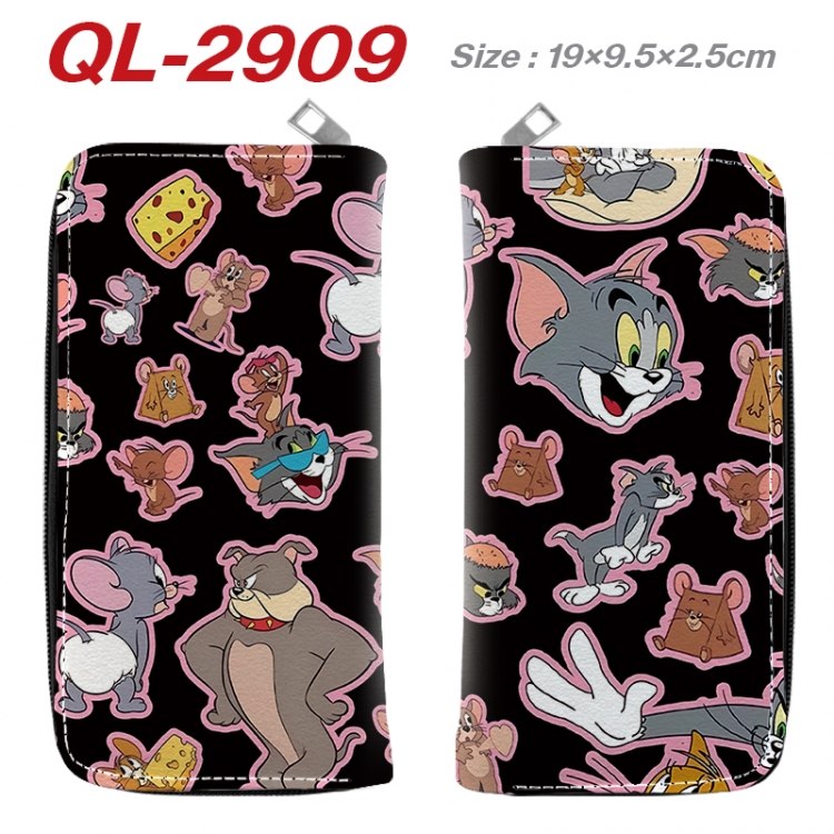 Tom and Jerry Anime peripheral PU leather full-color long zippered wallet 19.5x9.5x2.5cm QL-2909