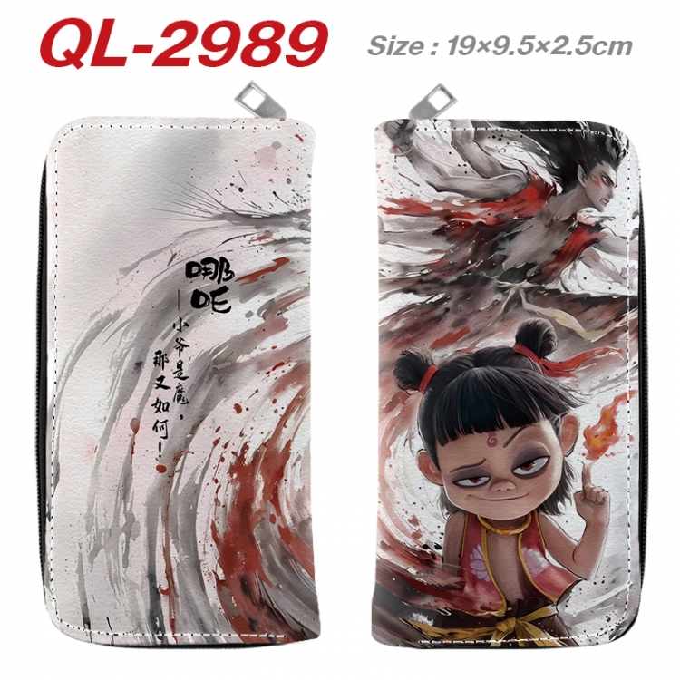 Nezha Anime peripheral PU leather full-color long zippered wallet 19.5x9.5x2.5cm QL-2989