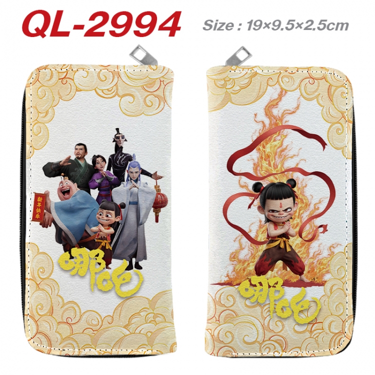 Nezha Anime peripheral PU leather full-color long zippered wallet 19.5x9.5x2.5cm QL-2994