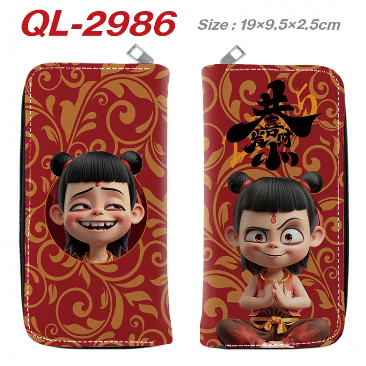 Nezha Anime peripheral PU leather full-color long zippered wallet 19.5x9.5x2.5cm QL-2986