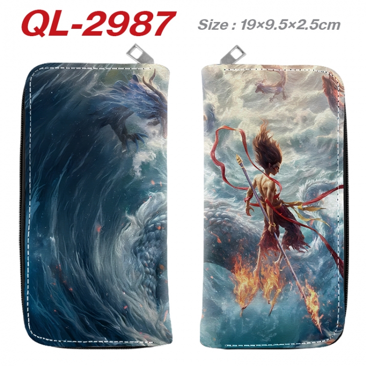 Nezha Anime peripheral PU leather full-color long zippered wallet 19.5x9.5x2.5cm QL-2987